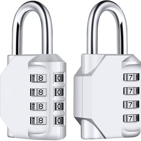 [2 Pièces] 4-Digit Cadenas à Combinaison. Serrure Combinée Imperméabiliser. Métal étanche et Fermoir Combiné en Acier Plaqué pour L'école. Casier. Bote à outils. Clture. Armoires - Argent (1/4)