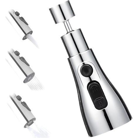 Kitchen Sink Sprayer Faucet, 360 Degree Swivel, 3 Spray Modes, Retractable Kitchen Faucet with Aerator, Universal Kitchen Mixer Tap, Anti-Splash Faucet Aerator, Brass (1/5)