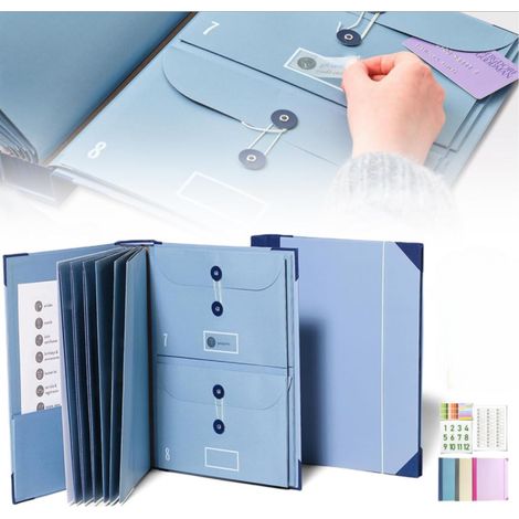 Pochette Dossiers Accordéon – Classement Mobile avec Rabat Élastique – Nombreuses Compartiments – Pour Documents, Factures, Cours (1/5)