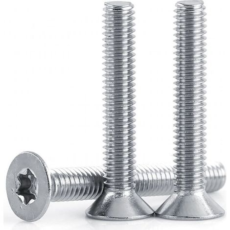 Vis à métaux à tête plate en acier inoxydable, lot de 50 vis M4 de dimension M4×30 pour fixation et assemblage (1/3)