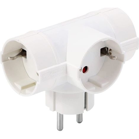 Adattatore con 3 Presa Schuko 16A 2P+T Sdoppiatore Schuko Tripla Standard Tedesco e Francese (1/3)