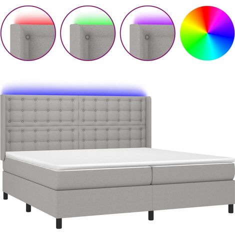 Maison Exclusive - Sommier à lattes de lit matelas LED Gris clair 200x200 cm Tissu (1/5)