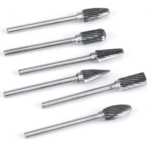 3 Mm Tige 6 Mm Diamètre de la Tête de Coupe Outil de Sculpture Ensemble de Fraises en Carbure, Ensemble de Fraises à Limes Rotatives, pour Meuleuse Perceuse Sculpture sur Métal (température unique) (1/5)