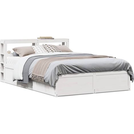 Estructura de cama con cabecero madera pino blanco 120x190 cm vidaXL (1/5)
