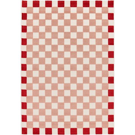 Tappeto da interno/esterno a scacchi rosa e rosso