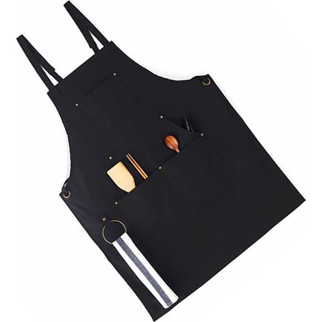 Grillschürze, wasserdichte und verstellbare Arbeitsschürze mit mehreren Taschen, Küchenschürze (1/5)