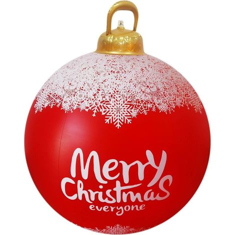 Boule de Noël gonflable géante de 60 cm - Décoration de Noël gonflable géante d'extérieur - C (modèle avec lumière) (1/5)