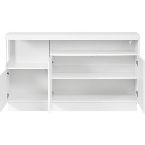 Credenza moderna bianca con illuminazione LED controllata tramite app e vano in acrilico (1/5)