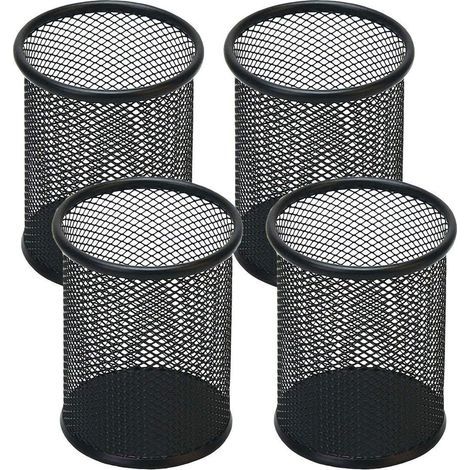 Porte-stylo en maille, porte-stylo en métal, porte-stylo de bureau, noir, lot de 4 (1/5)