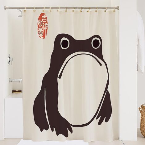 Filiyano-Rideau de douche japonais mignon et amusant avec une grenouille, en tissu imperméable et lavable, 60 x 72 cm. (1/4)
