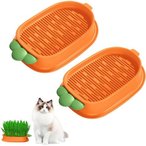 2 pièces Boîte à herbe à chat hydroponique avec 10 sacs de semences, plastique confortable pour chat, bac à germes d'herbe à chat pour