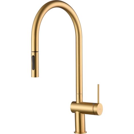 Grifo de cocina monomando extraíble con difusor doble jet de acabado oro cepillado Berna de Imex (1/2)