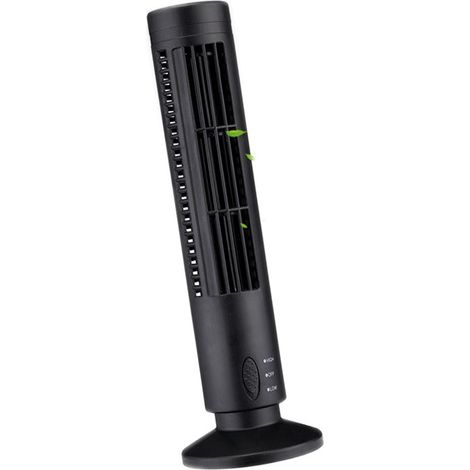 Ventilateur Tour USB Oscillant Sans Ventilateur - Ventilateur de Bureau Portable 2 Vitesses Noir Design Compact - Puissance de Vent Fort (1/5)