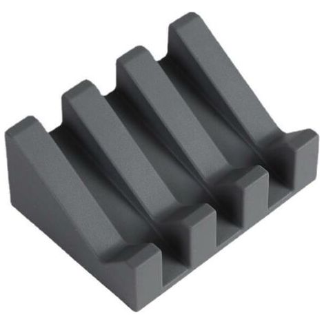 royaluxe-Porte Savon - Porte-Savon Silicone Moderne - Anti-Rouille - Surface Inclinée avec Évacuation d'eau pour Mieux Conserver Le Savon - Noir - 9.5 × 7 cm (1/5)