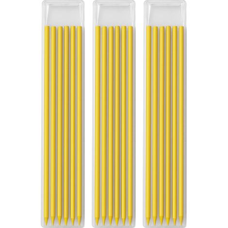 Paquete de 18 lápices de carpintero macizos de 2,8 mm de diámetro, recambios para lápices de carpintero y portaminas (recambio amarillo).