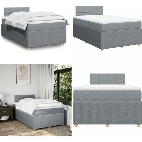vidaXL Sommier à lattes de lit et matelas gris clair 120x190 cm tissu (1/5)