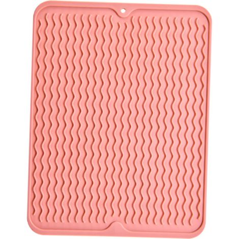 Tapis de table isolant en caoutchouc, antidérapant, imperméable et résistant à la chaleur, pour égoutter la vaisselle, rose (1/5)