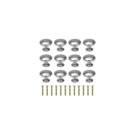 12 Pièces Boutons de Tiroir Rond 30mm Poignée de Meuble pour Placards Armoires avec Vis Chrome (1/5)