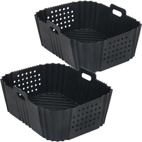 Revêtement pour friteuse à air SL401 à double couche et 2 paniers, réutilisable, rectangulaire, perforé, en silicone, taille L