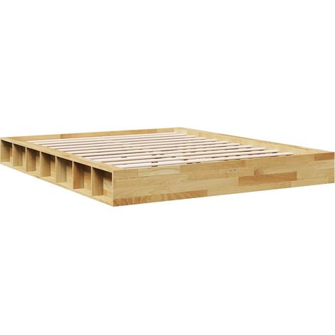 vidaXL Struttura Letto Senza Materasso 140x190 cm in Legno di Rovere (1/4)