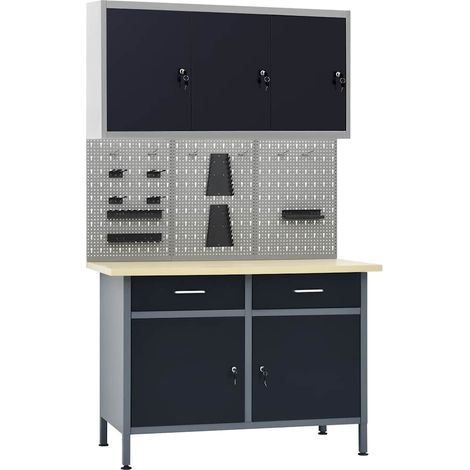 Établi avec 3 panneaux muraux et 1 armoire (1/5)