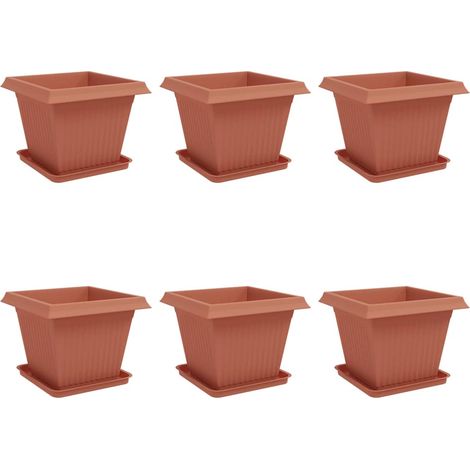 Maison Exclusive - Vasi per Piante 6 pcs Rosso Mattone 43 x 43 x 33,5 cm Plastica