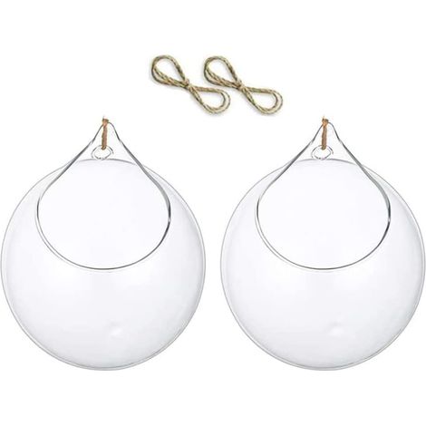 Pot suspendu, 2 terrariums suspendus en verre, pour plantes succulentes, support fougère aérienne (1/5)