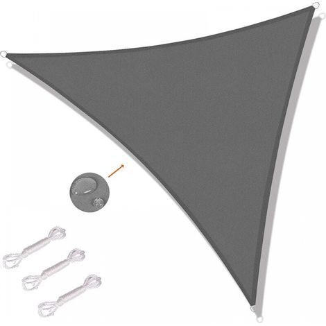 Voile d'ombrage triangulaire 6x6x6m Voile d'ombrage pour extérieur, terrasse, jardin Protection UV - Gris (1/5)