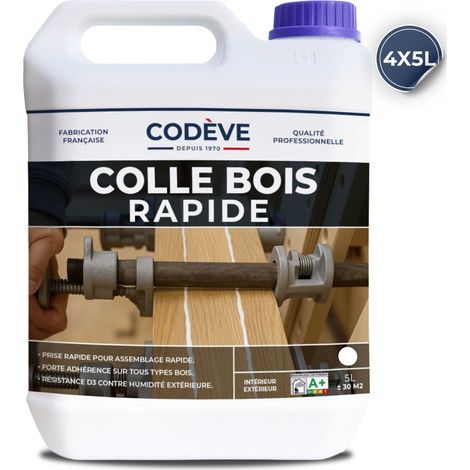 Colle Bois Rapide - 4x5 L - Codeve Bois - Pour L'assemblage Rapide De Votre Bois Soumis à L'humidité En Extérieur.