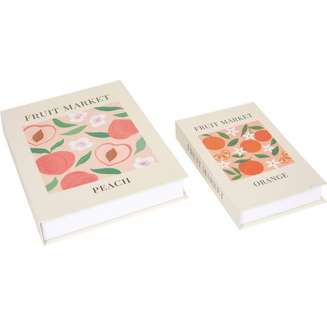 Set di 2 scatole a forma di libro fruttato 33x25cm - Atmosphera créateur d'intérieur (1/5)