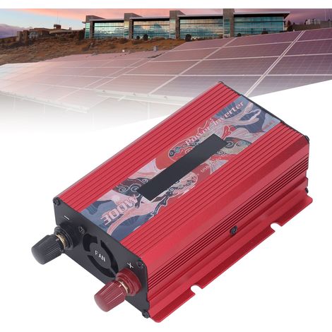 300-W-Wechselrichter (12 V/24 V DC auf 110 V AC), modifizierter Sinus-Wechselrichter, Solarwechselrichter für den Außenbereich/Fahrzeugmontage mit 2-A-USB-Anschluss, Lüfter und LCD-Display, rot, 24 V (1/5)