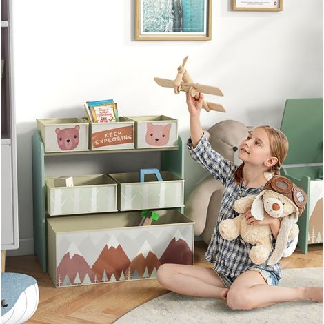 Mobile contenitore per bambini con 6 scatole in tessuto, verde DESVIAE (1/5)