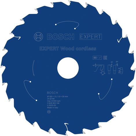 Bosch EXPERT Wood cordless Circular Saw Blade 190 x 1.5/1 x 30 mm T24 2608902156 (1/5)