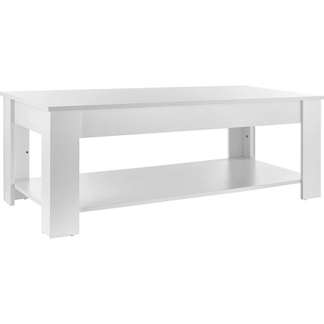 Baroni Home Tavolino Da Salotto Moderno, Tavolino da caffè, Tavolo da Soggiorno con Ripiano Inferiore, Rettangolare Bianco, 120x60x45 (1/5)