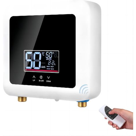 Calentador de agua instantáneo sin tanque KPW 7500W 220V, apto para duchas, baños, cocinas, autocaravanas, color negro (40A + cable de 4 mm²).