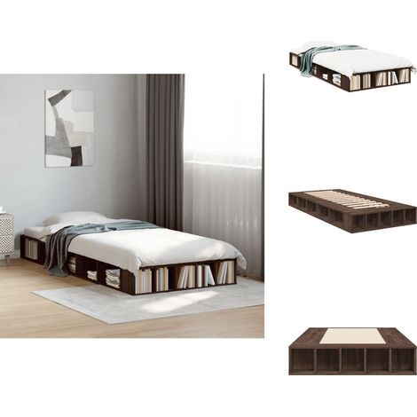 Cadre de lit sans matelas chêne marron 90x190 cm - Cadre De Lit - Lit Simple - Lit En Bois - Meuble Chambre - Literie (1/5)