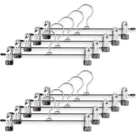 Lot de 10 Cintres Métal Pinces pour Pantalons Jupes Chaussettes, Porte-Jupes Suspendus Robustes (1/5)