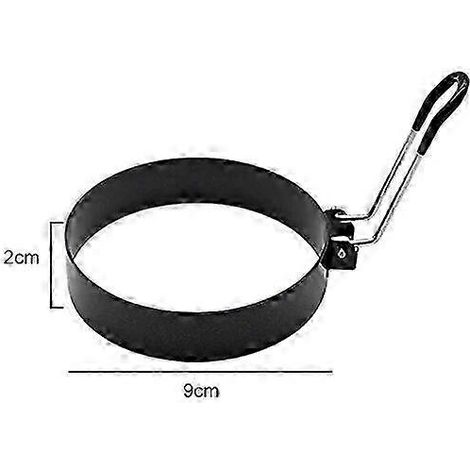 Moule à œufs et à crêpes antiadhésif en acier inoxydable - Compatible SMTX, noir, 8,9 cm (1/5)
