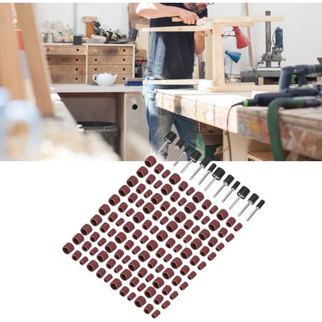 132-teiliges Set zum Polieren und Schleifen von Holz und Metall, inklusive Schleiftuch, Schleifpapier und Schleifringen. (1/5)