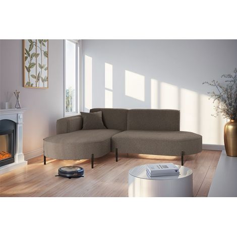 Ecksofa Designersofa VALENCIA XS in Stoff Quelle Braun Ottomane Links (1/2)