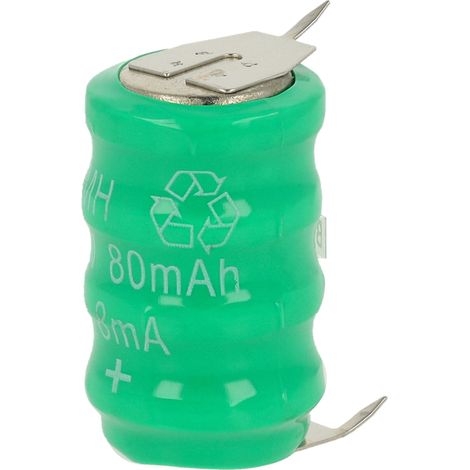 vhbw NiMH Ersatz Knopfzellen-Akku Typ V80H 3-Pins 80mAh 4,8V kompatibel mit Modellbau-Akkus, Solar-Leuchten uvm.