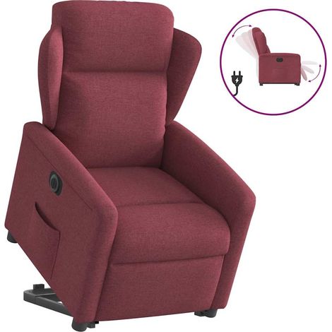 Relaxsessel mit Aufstehhilfe Elektrisch Weinrot Stoff