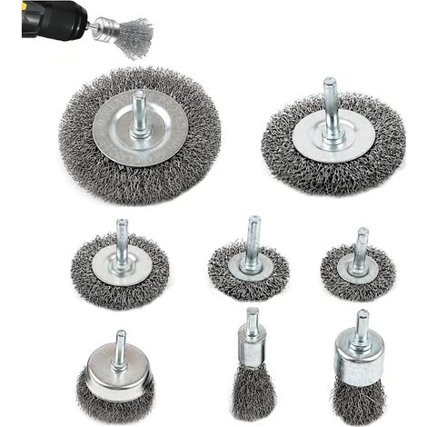 8 Pièces Métalliques Pour Perceuse,Brosse Metallique Meuleuse,Brosses De Nettoyage Avec Tige 1/4,Brosses à Fil Métallique Pour Enlever La Rouille,Débarrasser Les Résidus,Nettoyer Le Métal (1/5)