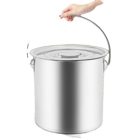 Eimer, 12 Liter Kapazität, Edelstahlmaterial, ca. 2 kg Gewicht, ca. 24,5 cm Höhe, ca. 26 cm Durchmesser (1/5)