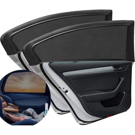 2PCS Pare-Soleil Voiture Arrière Latérales, Chaussette Voiture Soleil par pour Babe, Bloquer Les Rayons UV par Protege Soleil(Noir) (1/5)