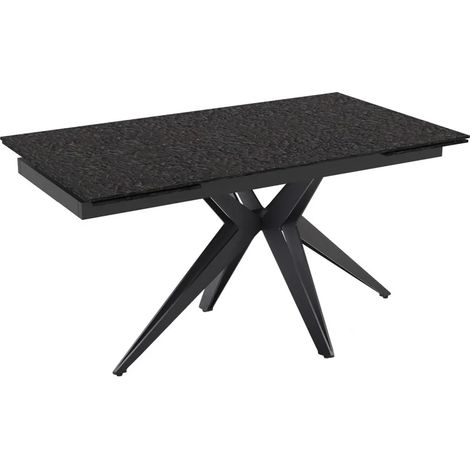 Table extensible 160 à 240 cm verre bullé gris anthracite pied étoile - ATLANTA 06