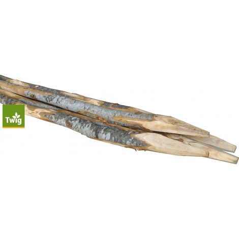 Lot de 5 Perches Rondes Châtaignier Semi-Écorcées Diamètre 3-5X210 cm avec Pointe d'Orignal (1/2)