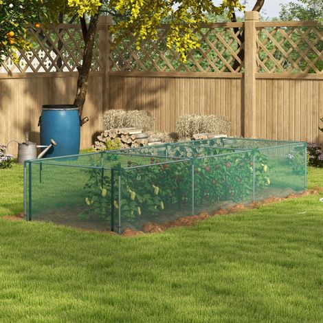 Rete di protezione per piante 125x373x62.5 cm verde in HDPE con telaio in acciaio e apertura con cerniera (1/4)