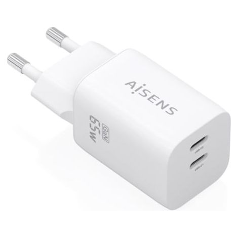 Cargador de Pared GaN Aisens A110-1029/ 2xUSB Tipo-C/ 65W/ Blanco