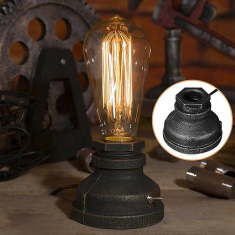Lampe de table rétro style steampunk, décoration tuyau d'eau, ampoule E27, lampe industrielle (1/5)